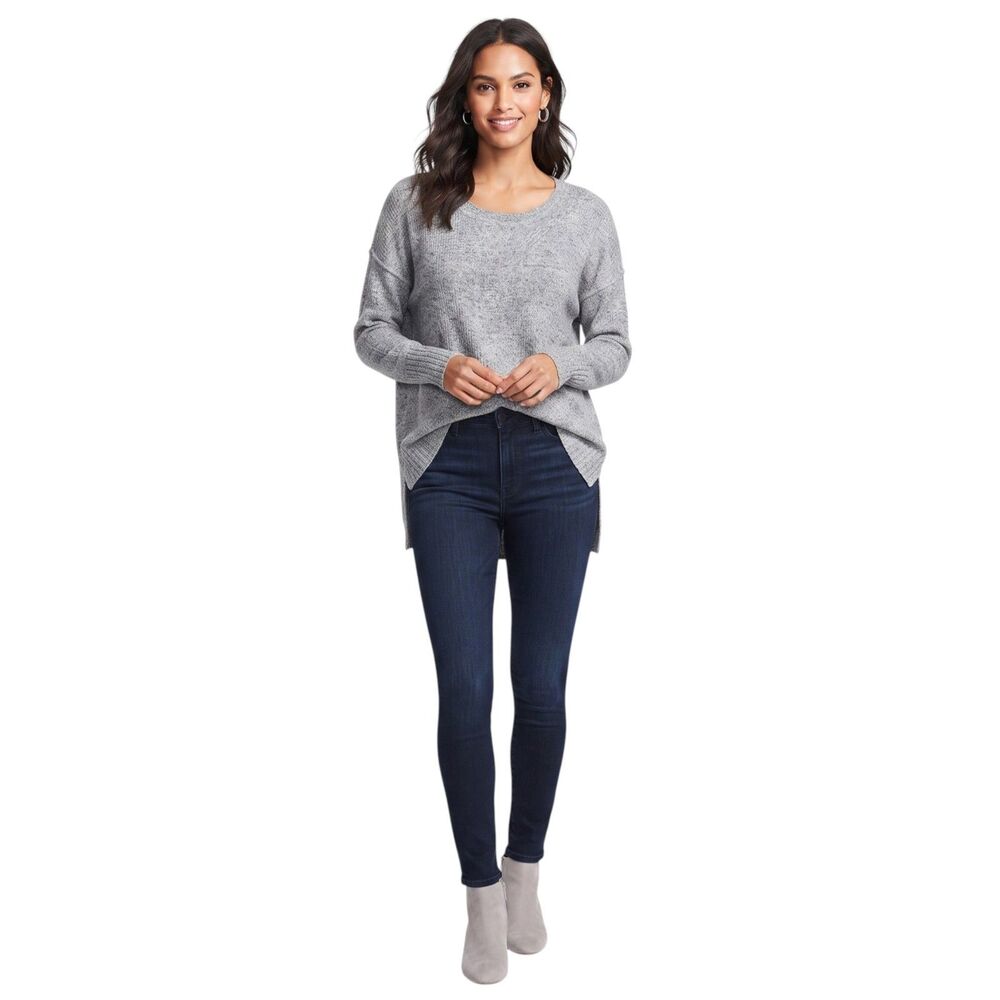Calvin Klein Womens XL Heather Gray Knit Sweater High-Low Hem
